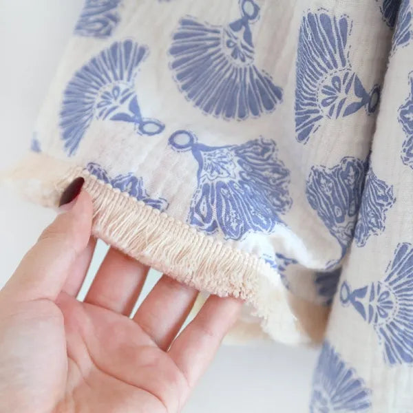 Cotton Lace Tie Up AOP 3PC Pajama Set