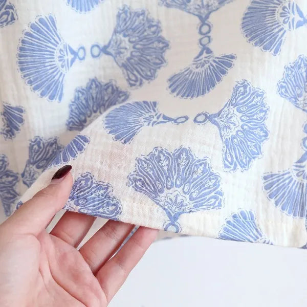 Cotton Lace Tie Up AOP 3PC Pajama Set