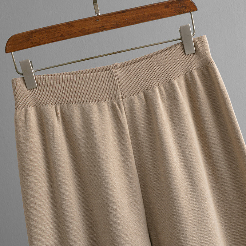 Loose Pullover Knitted Pajama Set - Khaki