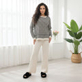 Striped Knitted Wide Leg Pajama Set - Beige