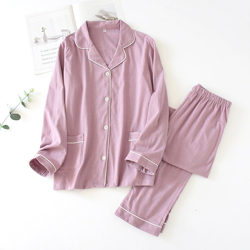 Purple Solid Cotton Pajama Set