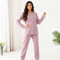 Purple Solid Cotton Pajama Set