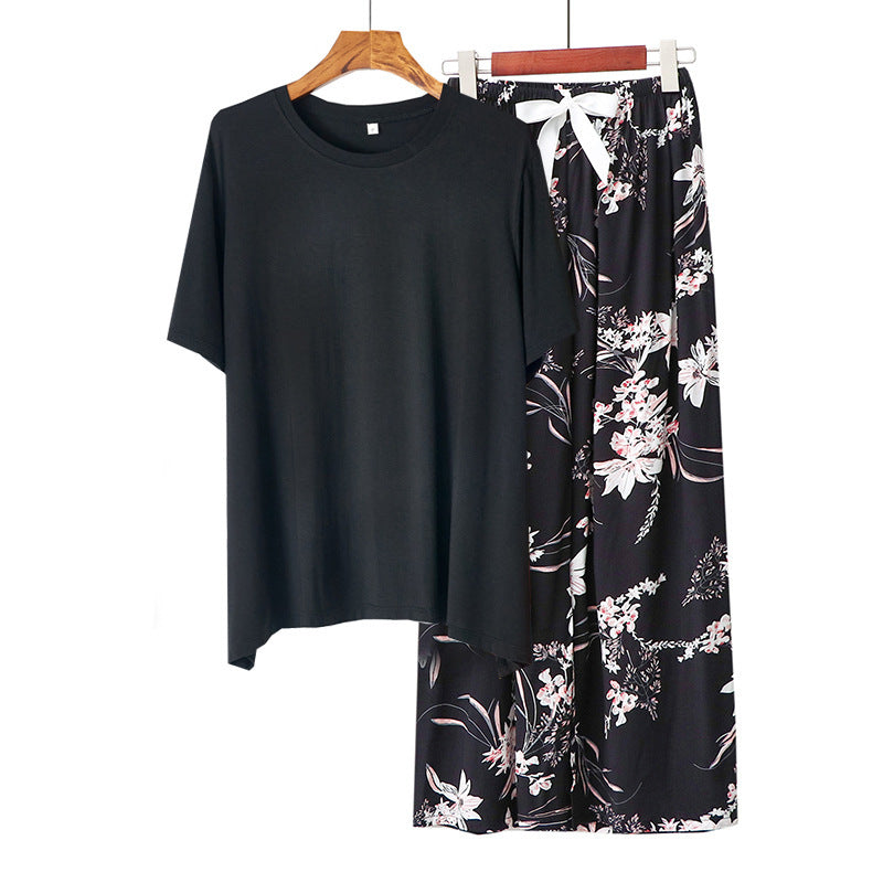 Soft Cotton Black Orchids Floral Lounge Set