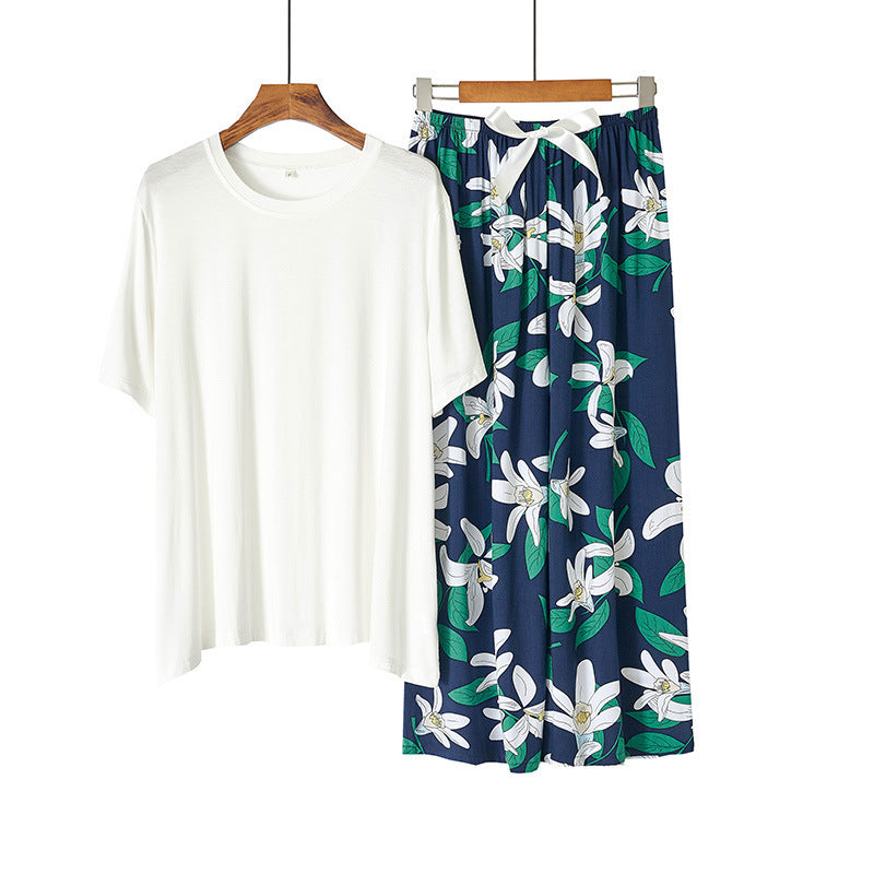 Soft Cotton White Lily Floral Lounge Set