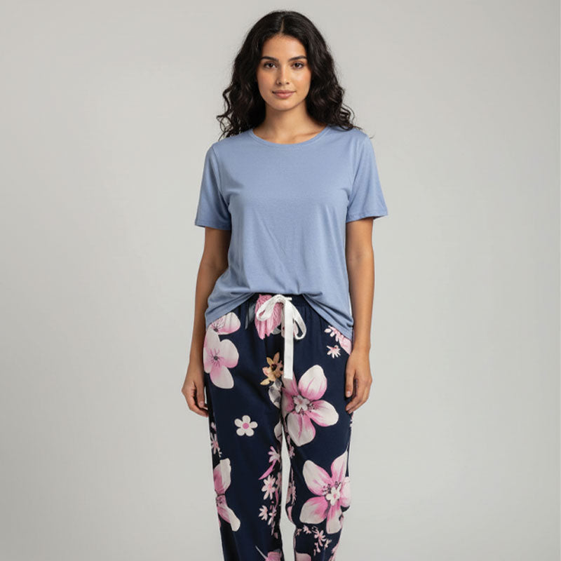Soft Padded Tee Blue Floral Lounge Set
