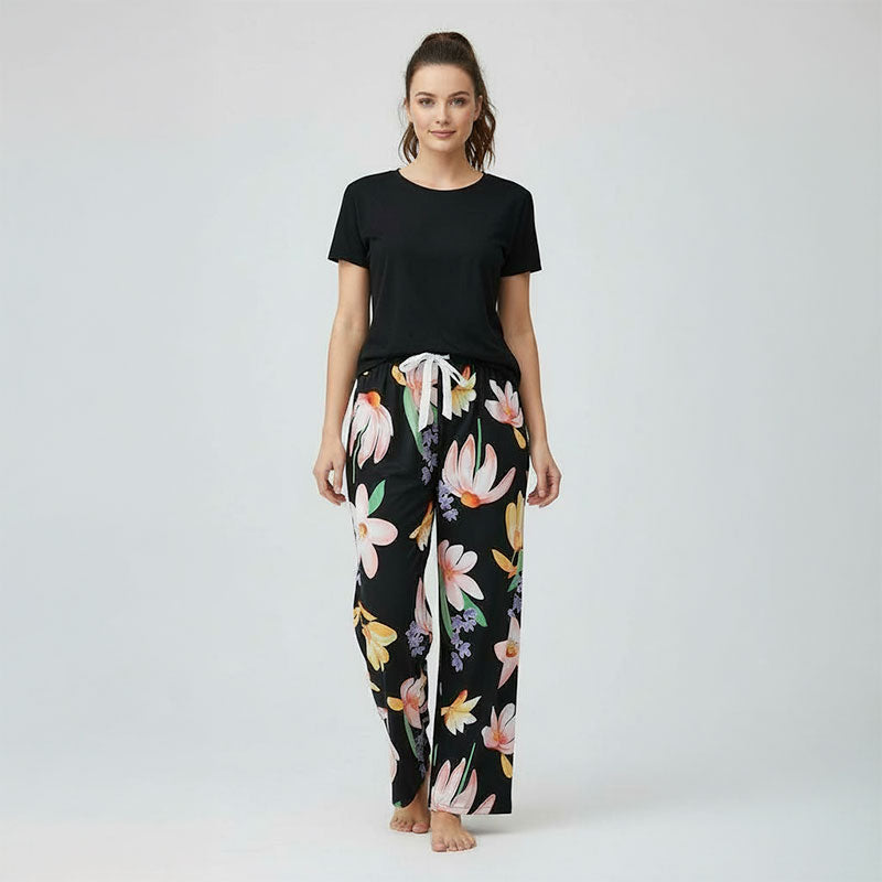 Soft Padded Tee Flame Floral Lounge Set