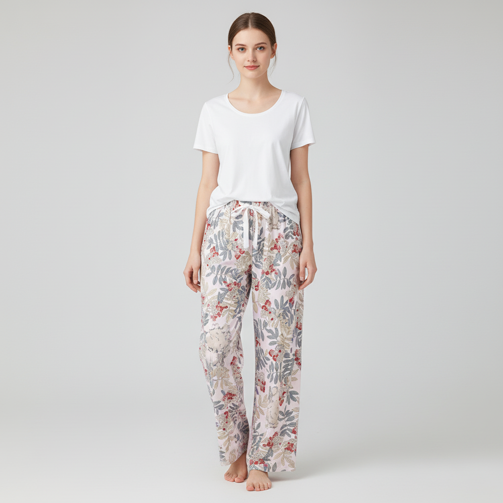 Soft Padded Tee White Floral Lounge Set