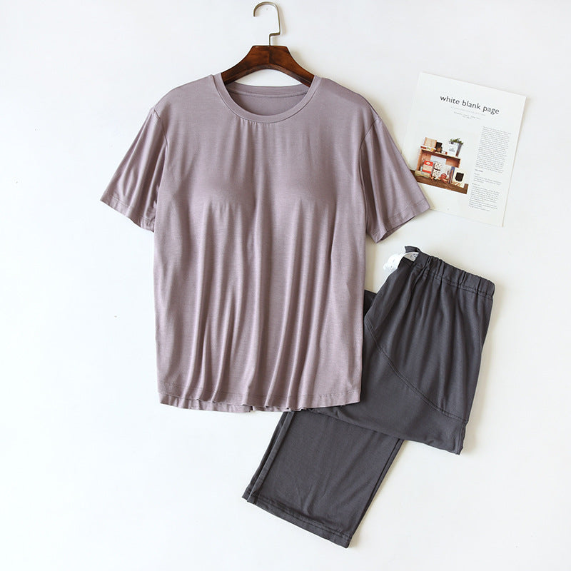 Soft Padded Short Sleeve Cotton Lounge Set - Purple