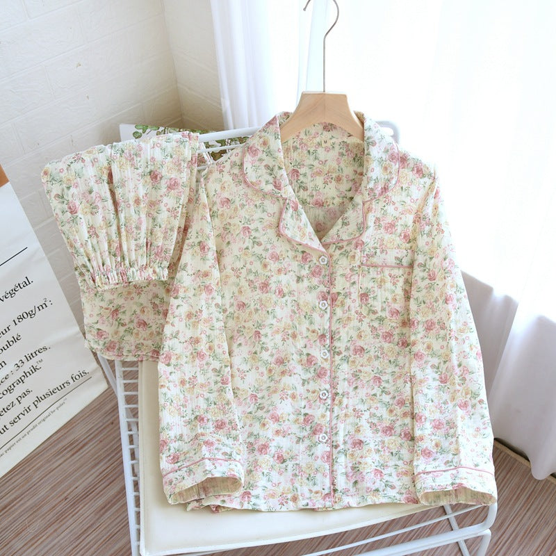 Rose Crepe Cotton Gauze Co-ord Pyjama Set