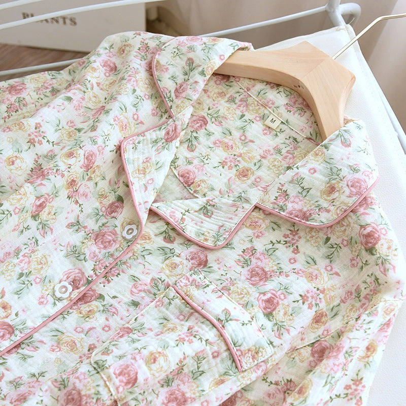 Rose Crepe Cotton Gauze Co-ord Pyjama Set