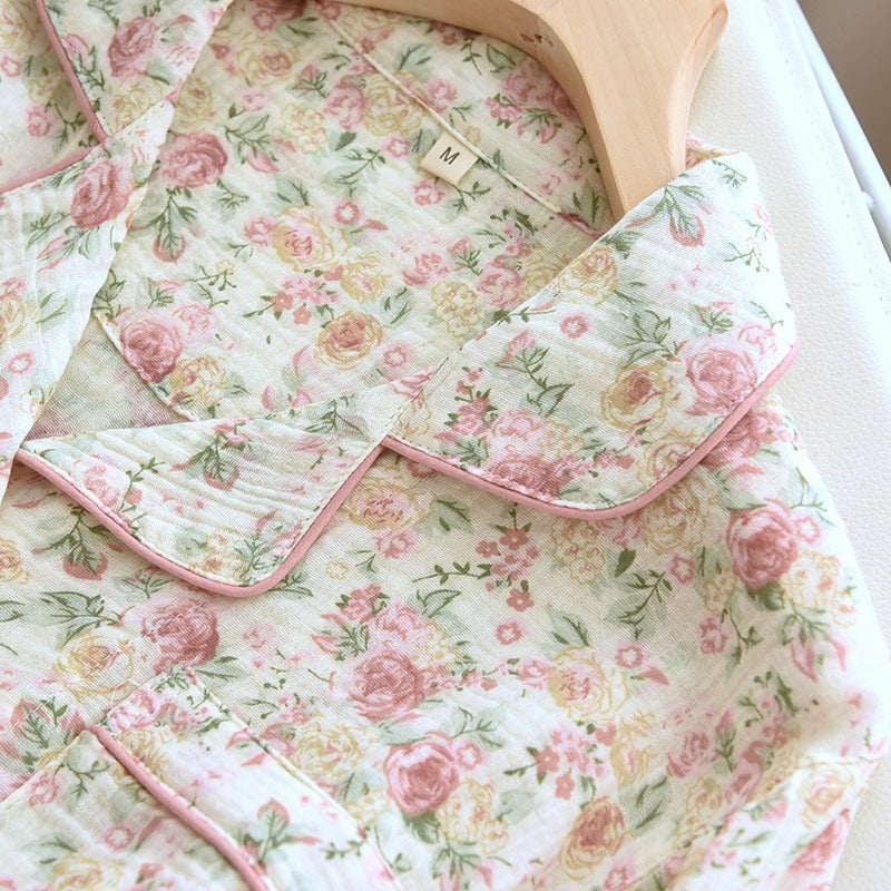 Rose Crepe Cotton Gauze Co-ord Pyjama Set