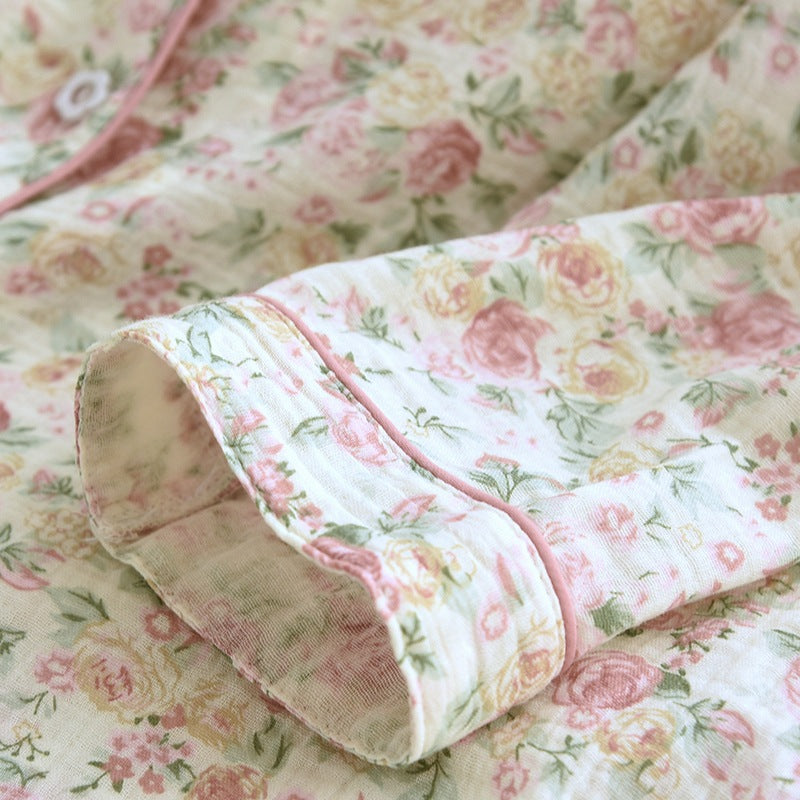 Rose Crepe Cotton Gauze Co-ord Pyjama Set