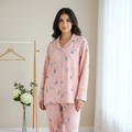 Pink Floral Cotton Gauze Pajama Set