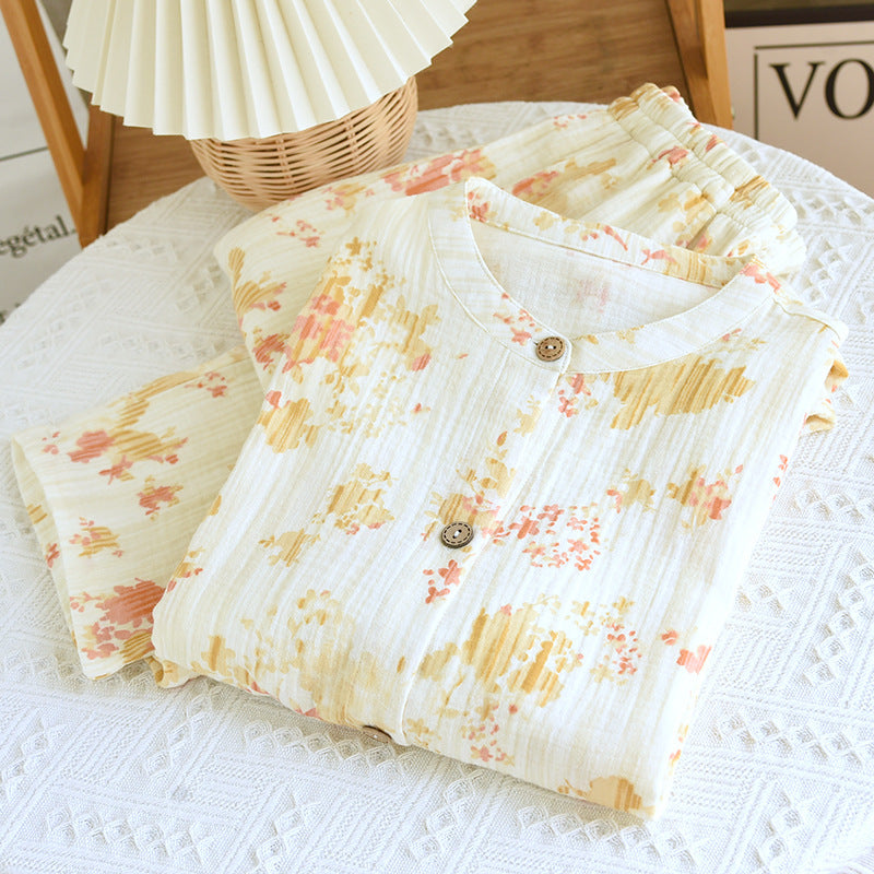 Off-White Abstract Floral Cotton Pajama Set