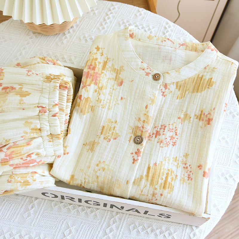 Off-White Abstract Floral Cotton Pajama Set