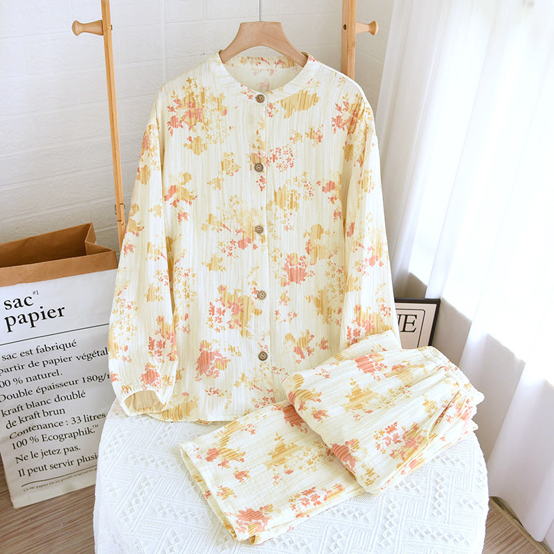 Off-White Abstract Floral Cotton Pajama Set