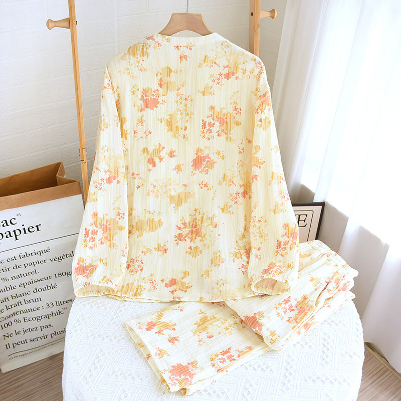 Off-White Abstract Floral Cotton Pajama Set