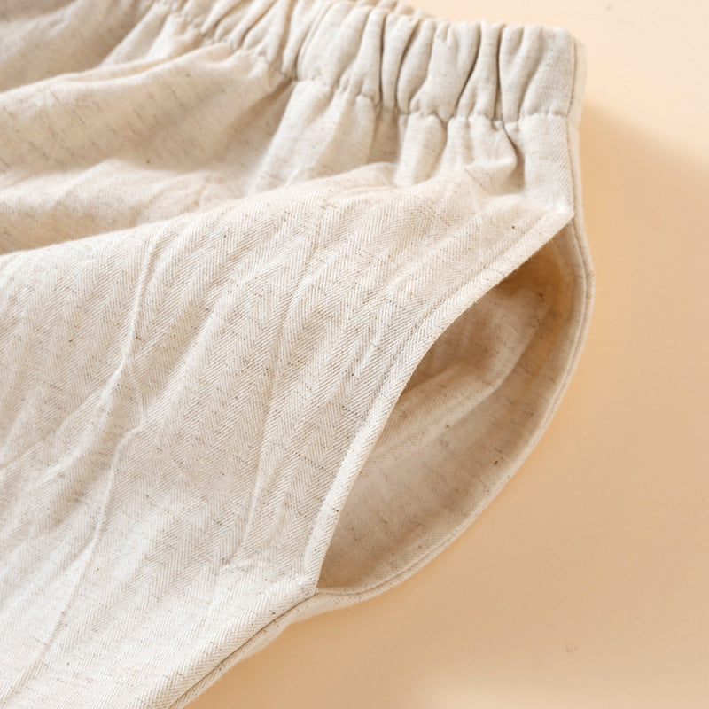 Cotton Colorful Slant Button-Up Pajama Set - Off White