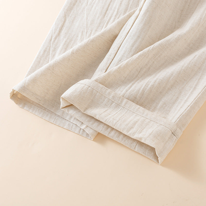 Cotton Colorful Slant Button-Up Pajama Set - Off White