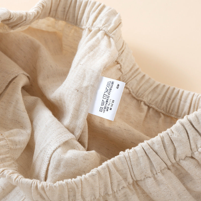 Cotton Colorful Slant Button-Up Pajama Set - Off White