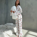 Cotton Gauze Pyjama Set with Big Red Heart Print