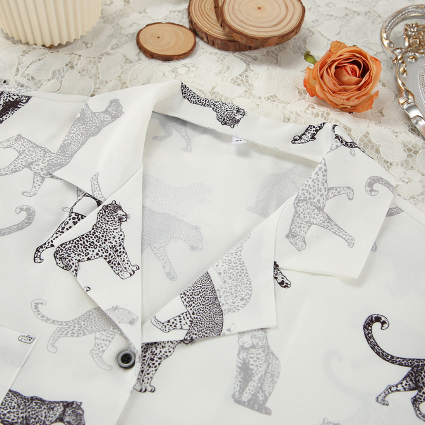 White Animal Print Co-ord Pyjama Set