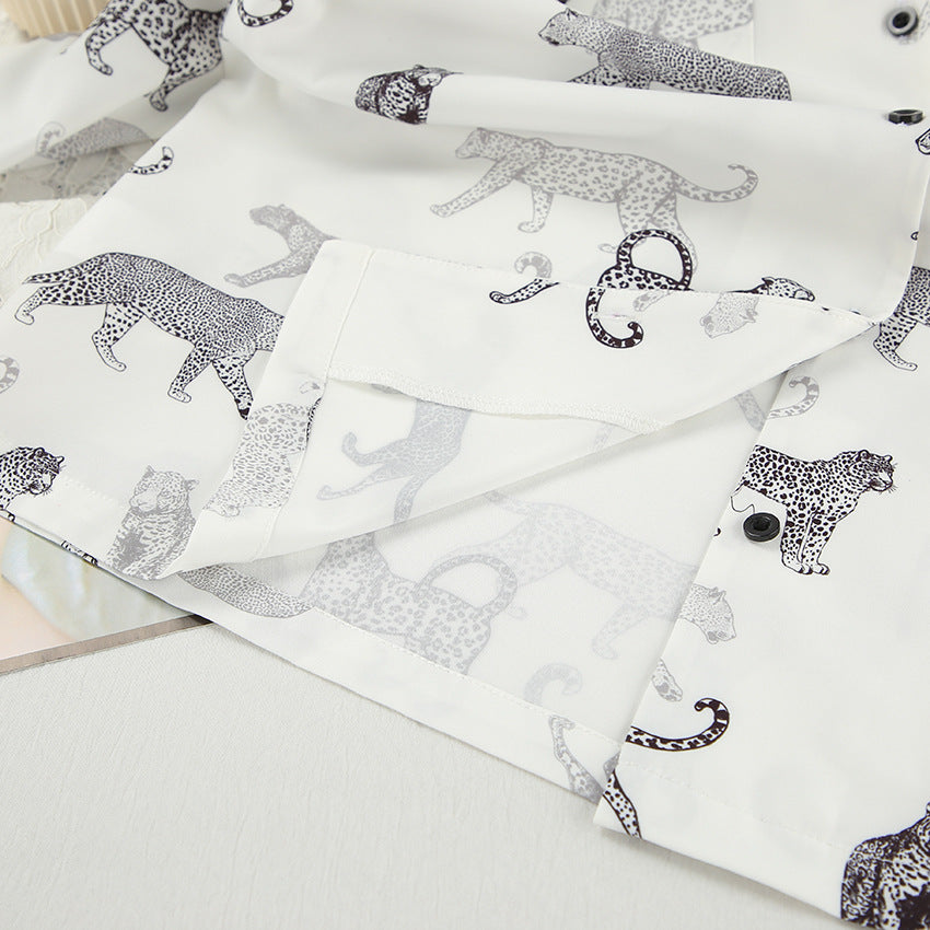 White Animal Print Co-ord Pyjama Set