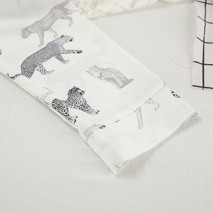 White Animal Print Co-ord Pyjama Set
