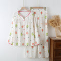 Cotton Contrast V-Neck Guava Print Pajama Set