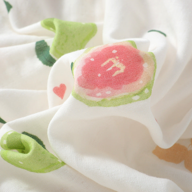 Cotton Contrast V-Neck Guava Print Pajama Set