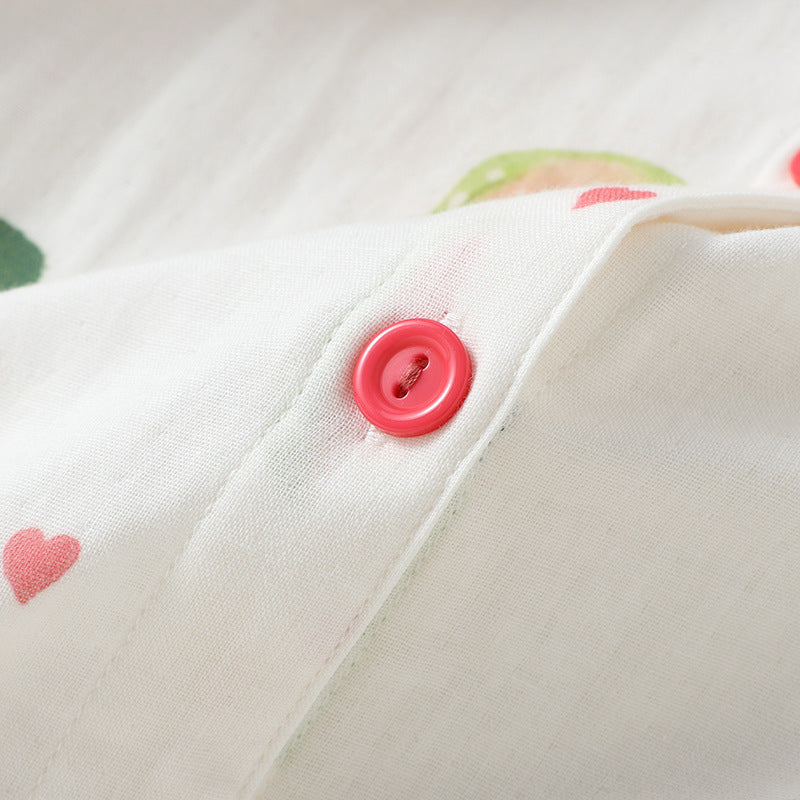 Cotton Contrast V-Neck Guava Print Pajama Set