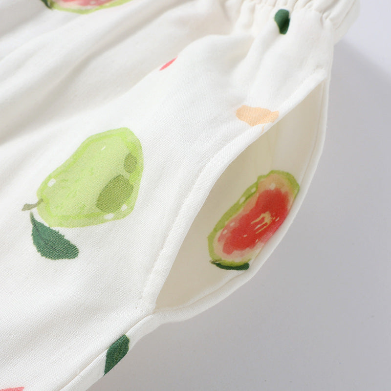 Cotton Contrast V-Neck Guava Print Pajama Set