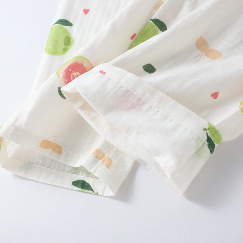 Cotton Contrast V-Neck Guava Print Pajama Set