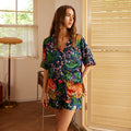 Navy Tiger & Floral Silk Shorts Co-ord Set