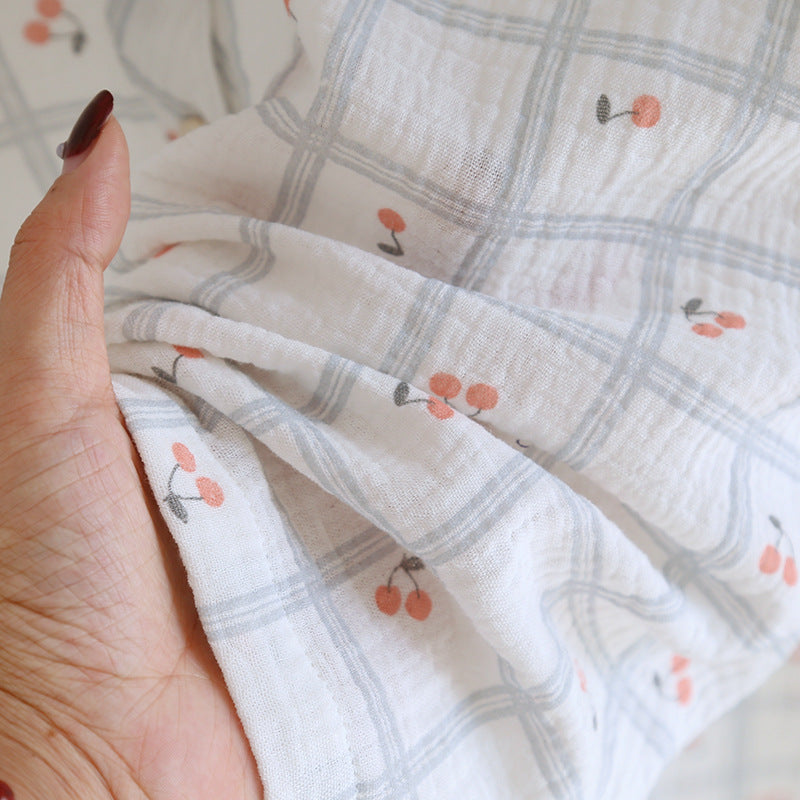 Cotton V-Neck Cherry AOP Plaid Co-ord Pyjama Set