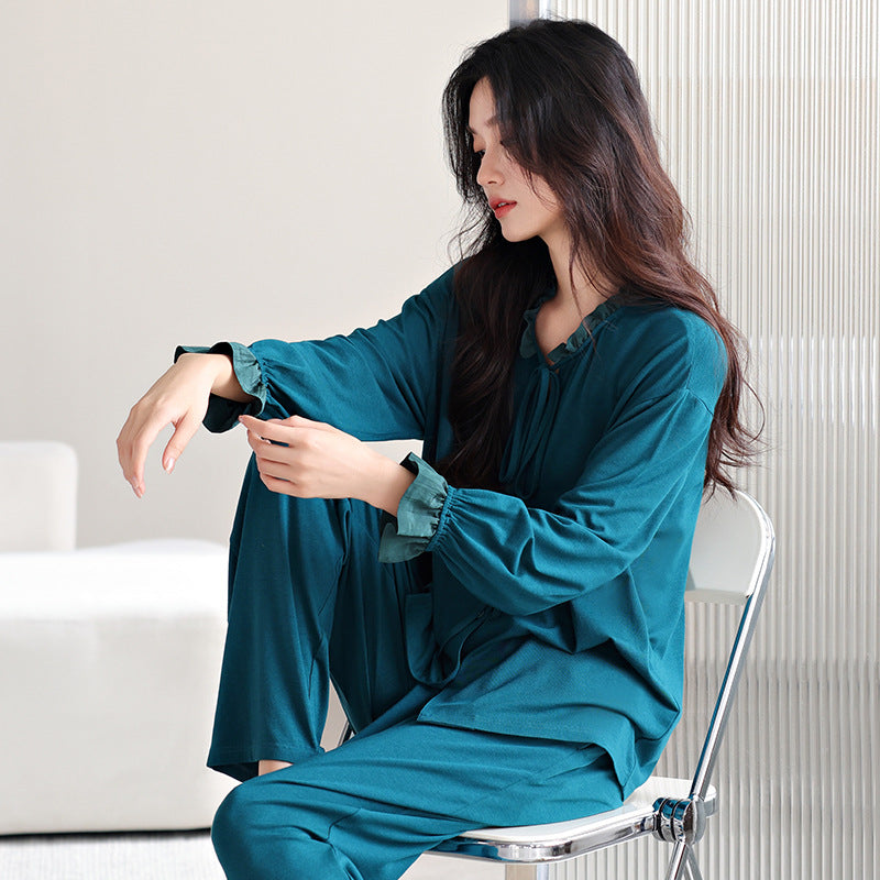 Dark Teal Ruffle Sleeve Pajama Set