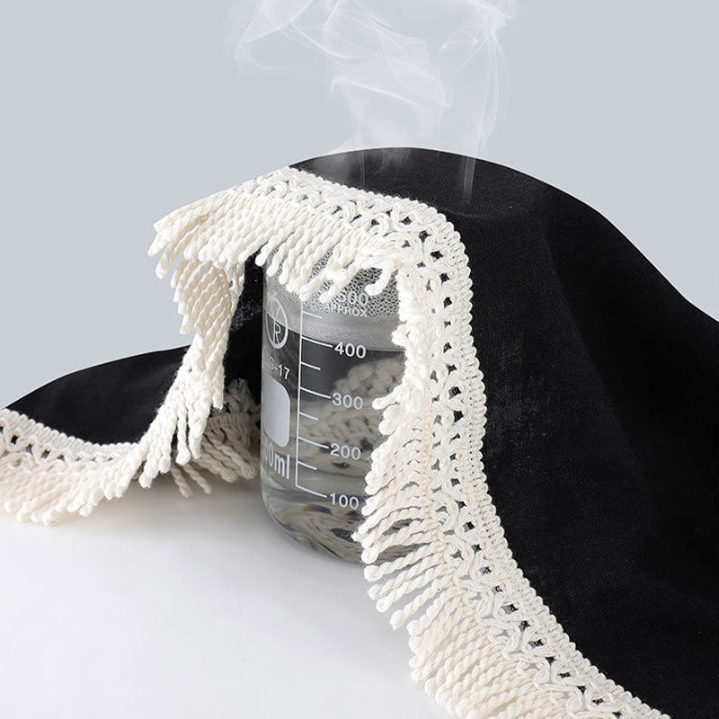 Cotton 3/4 Black Bohemian Lace-Trim Lounge Set