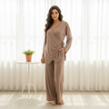 Wrap-Style Loungewear Set - Khaki