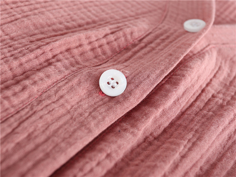 Brick Red Bow Pocket Cotton Pajama Set