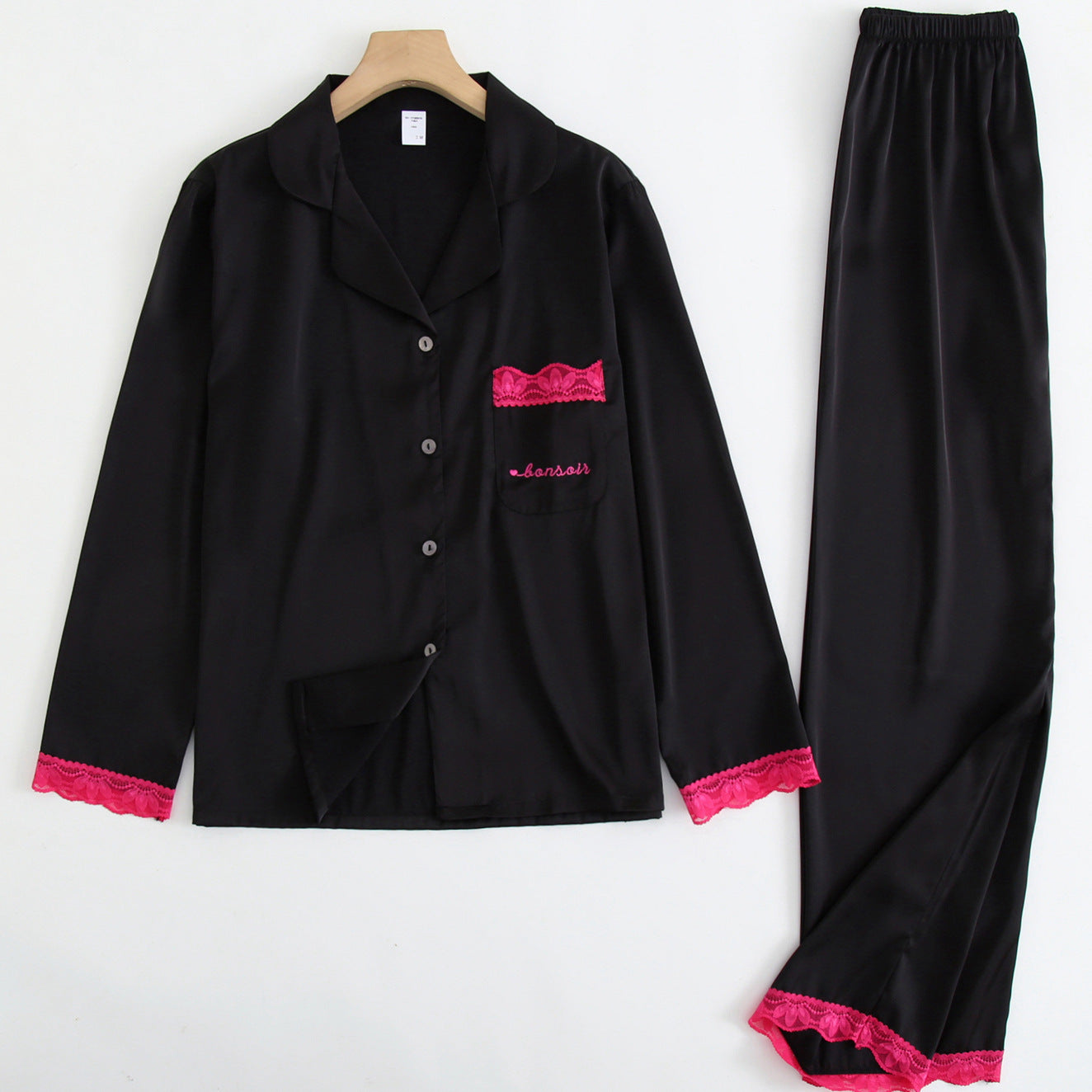 Ice Silk Lace Trimmed Pajama Set