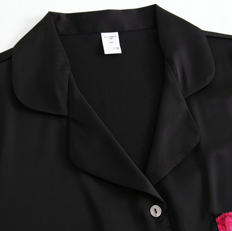 Ice Silk Lace Trimmed Pajama Set