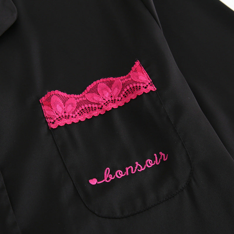 Ice Silk Lace Trimmed Pajama Set