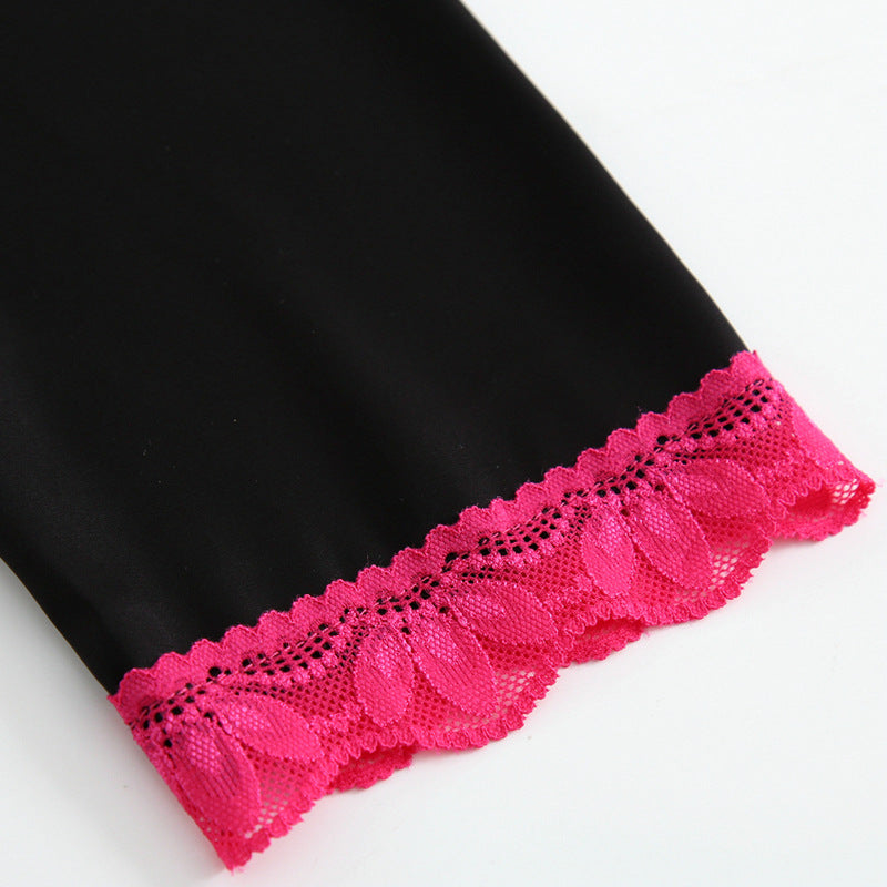 Ice Silk Lace Trimmed Pajama Set