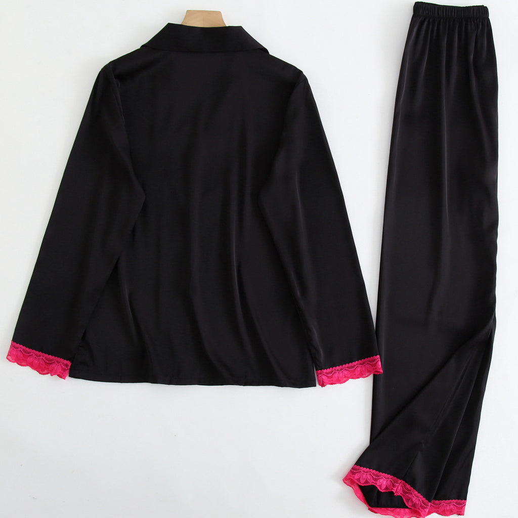 Ice Silk Lace Trimmed Pajama Set