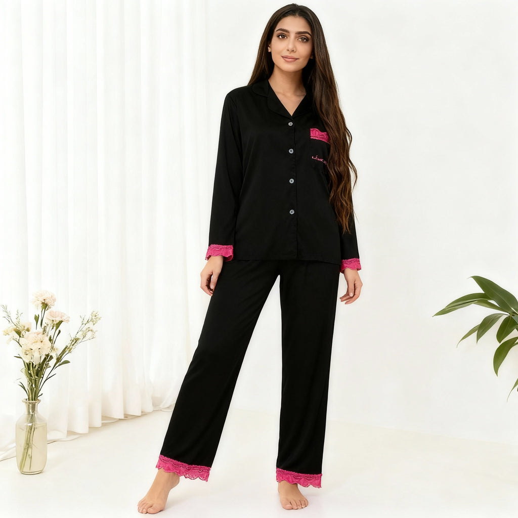 Ice Silk Lace Trimmed Pajama Set