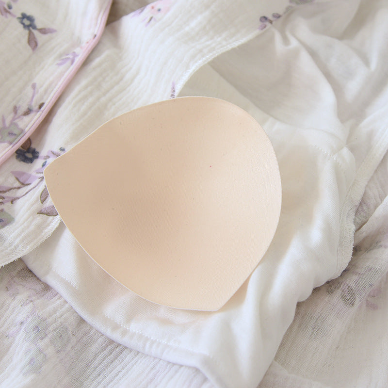 Purple Pipe Lining Padded Floral Print Cotton Pajama Set