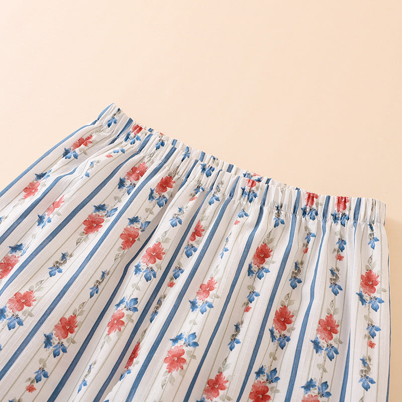 Parisian Chic Striped Floral Cotton Co-ord Pyjama Set