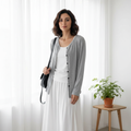 Wide Leg Bottom with Grey Cardigan 3PC Set