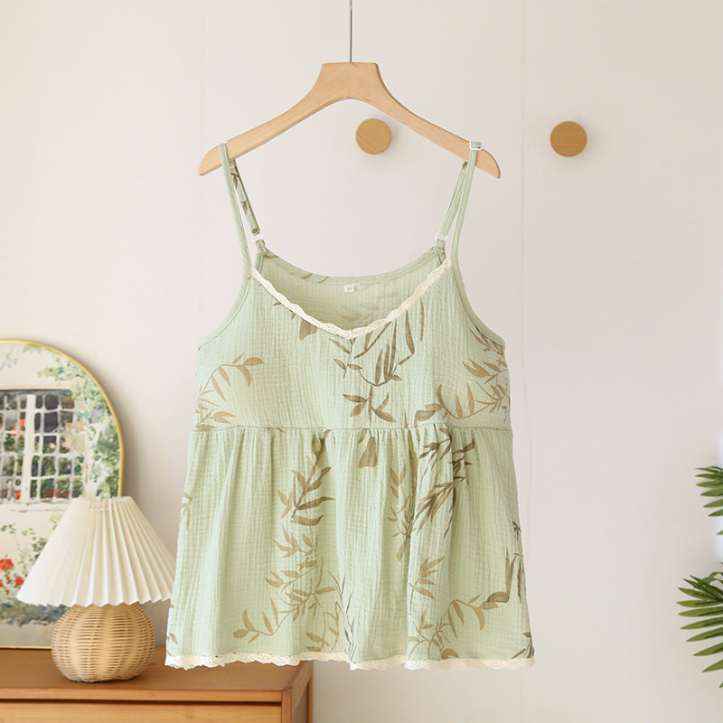 Bamboo Leaf Print Cotton 3PC Pajama Set