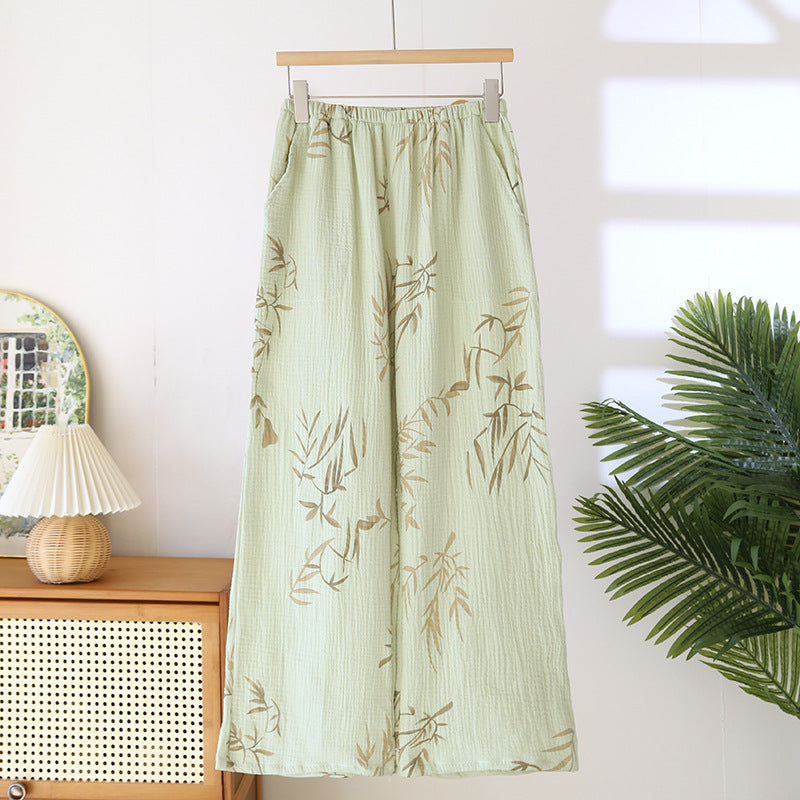 Bamboo Leaf Print Cotton 3PC Pajama Set